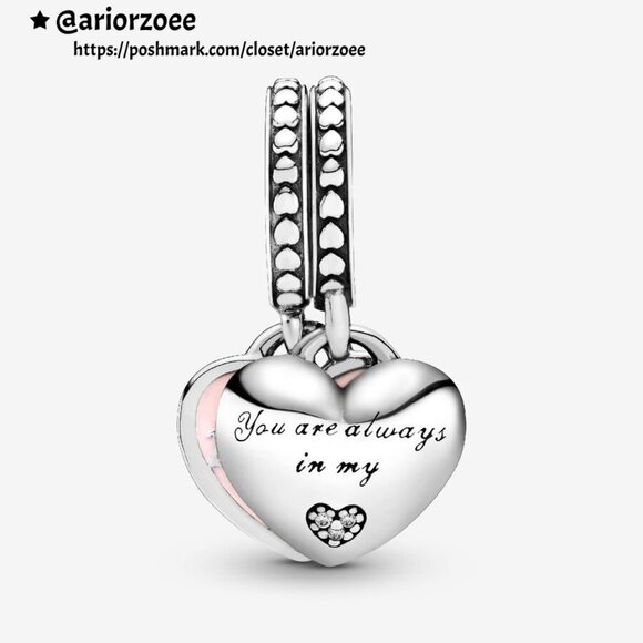 Pandora Mother & Daughter Hearts Dangle Charm with Clear CZ - Picture 2 of 2